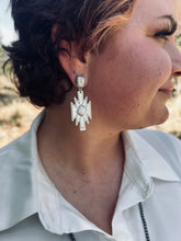 Load image into Gallery viewer, White Aztec Post Earrings
