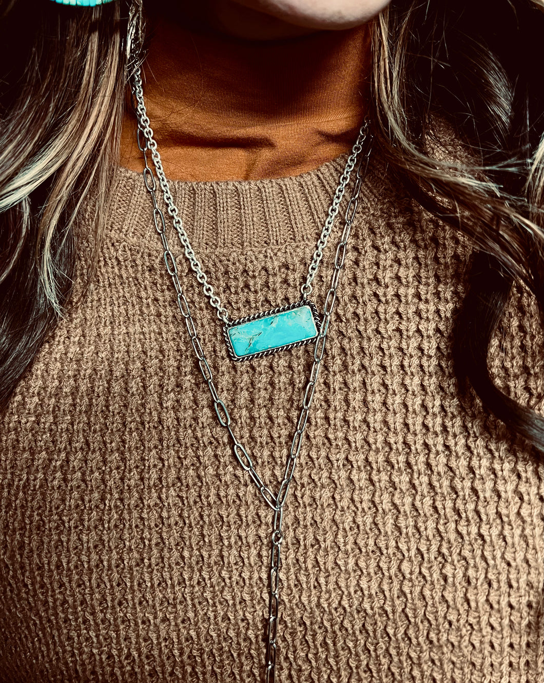 Marbled Turq Bar Necklace RESTOCKED