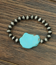 Load image into Gallery viewer, Slab Turquoise Stretch Bracelet
