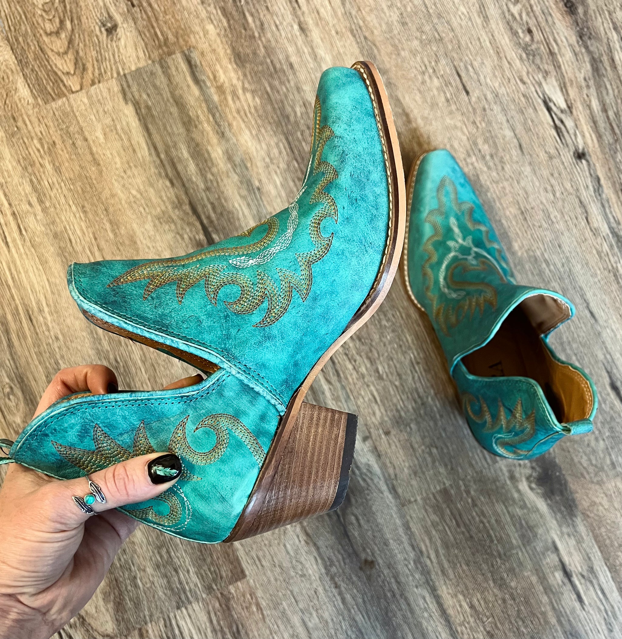 Turquoise Moment Booties Lookin Sharp Boutique