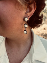 Load image into Gallery viewer, 3 Stone White Drop Earrings
