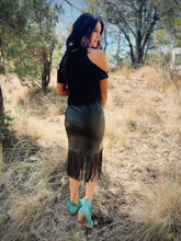 Load image into Gallery viewer, Leather &amp; Fringe Skirt

